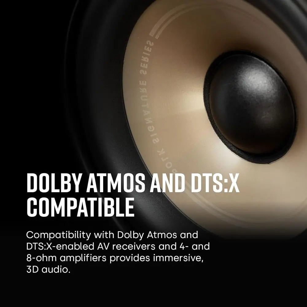 Elite Surround Sound Speakers - Hi-Res Audio, Dolby Atmos & DTS:X, 1 Tweeter, 4 Woofer, Power Port Bass Enhancement (Pair, Black
