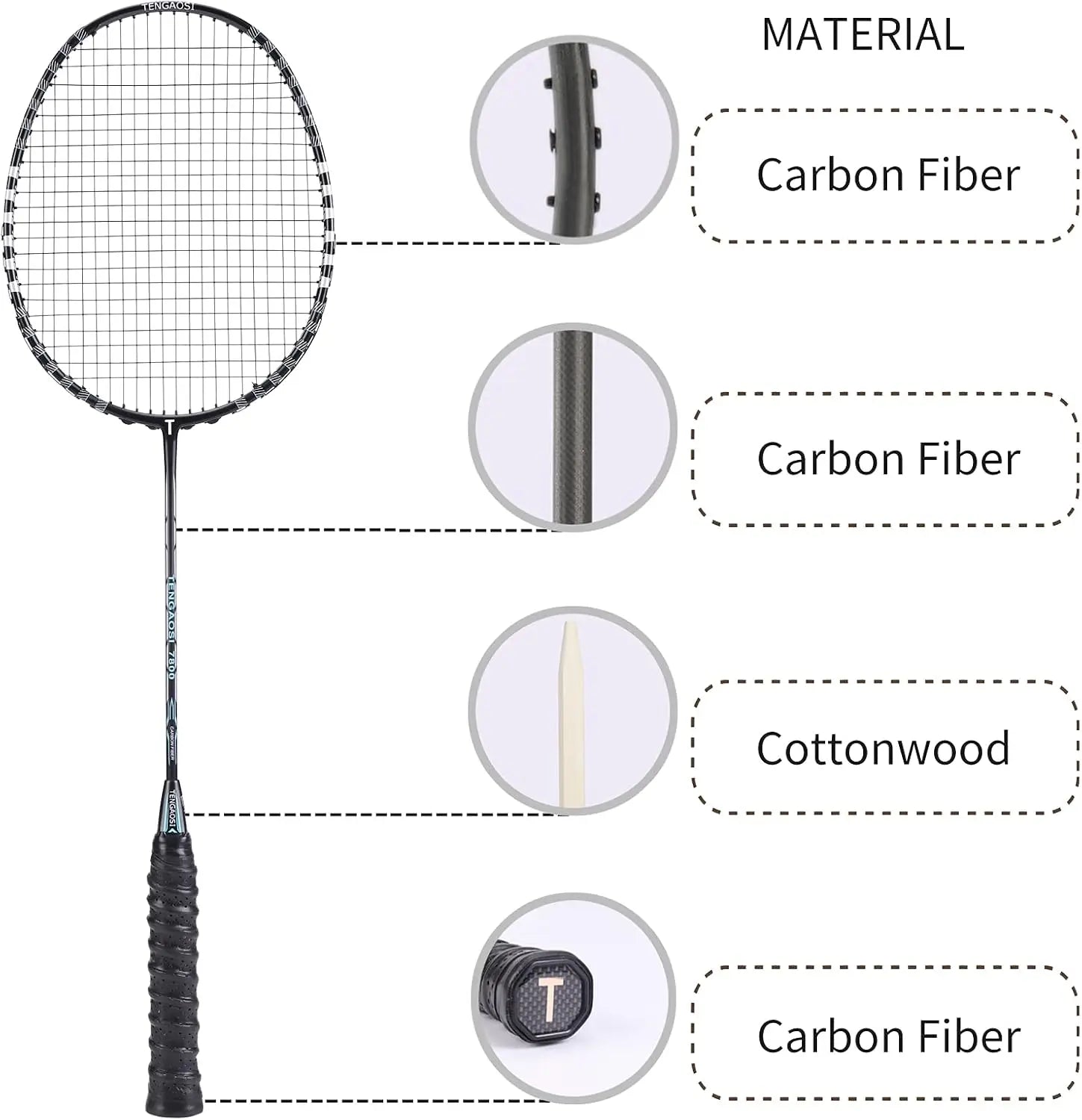 Professional Badminton Rackets Set of 4 with Shuttlecocks for Outdoor or Indoor Sports Games