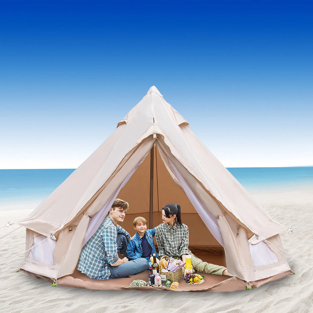 Waterproof Polyester Cotton Bell Tent for 4 Season Family Camping Luxury Glamping Tent All Year Living for 2 People