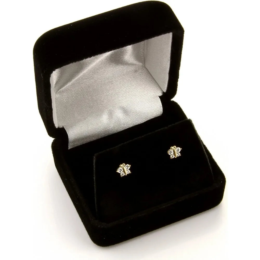 Real Yellow Gold Flower Stud Earrings with Screw Back, 3 Color Options, High-Quality Jewelry