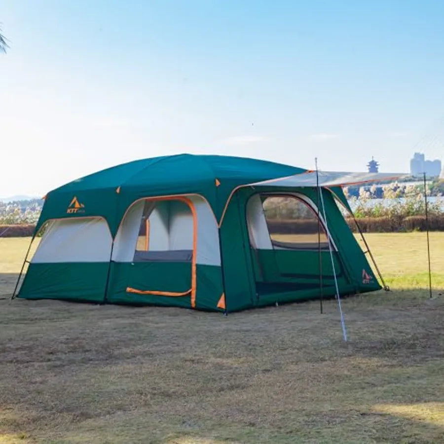 Extra Large Tent 6101214 Person StyleB Family Cabin Tents with 2 Rooms 3 Doors and 3 Windows Featuring Mesh Panels Straight Wal