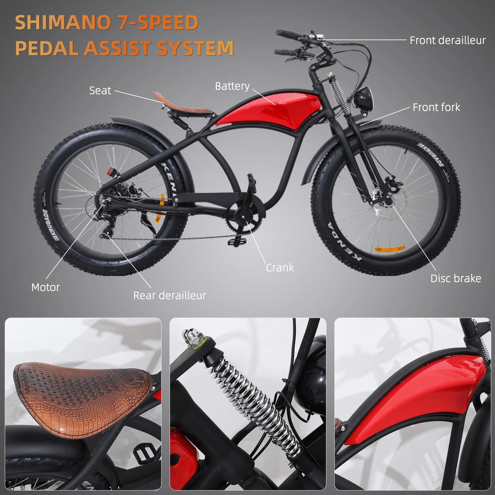 Xtion Electric Mountain Bike, 750W 31MPH Class 3 Ebike 48V 15Ah 37Mile All-Terrain Fat Tire Bicycle, Dual Suspension 7-Speed