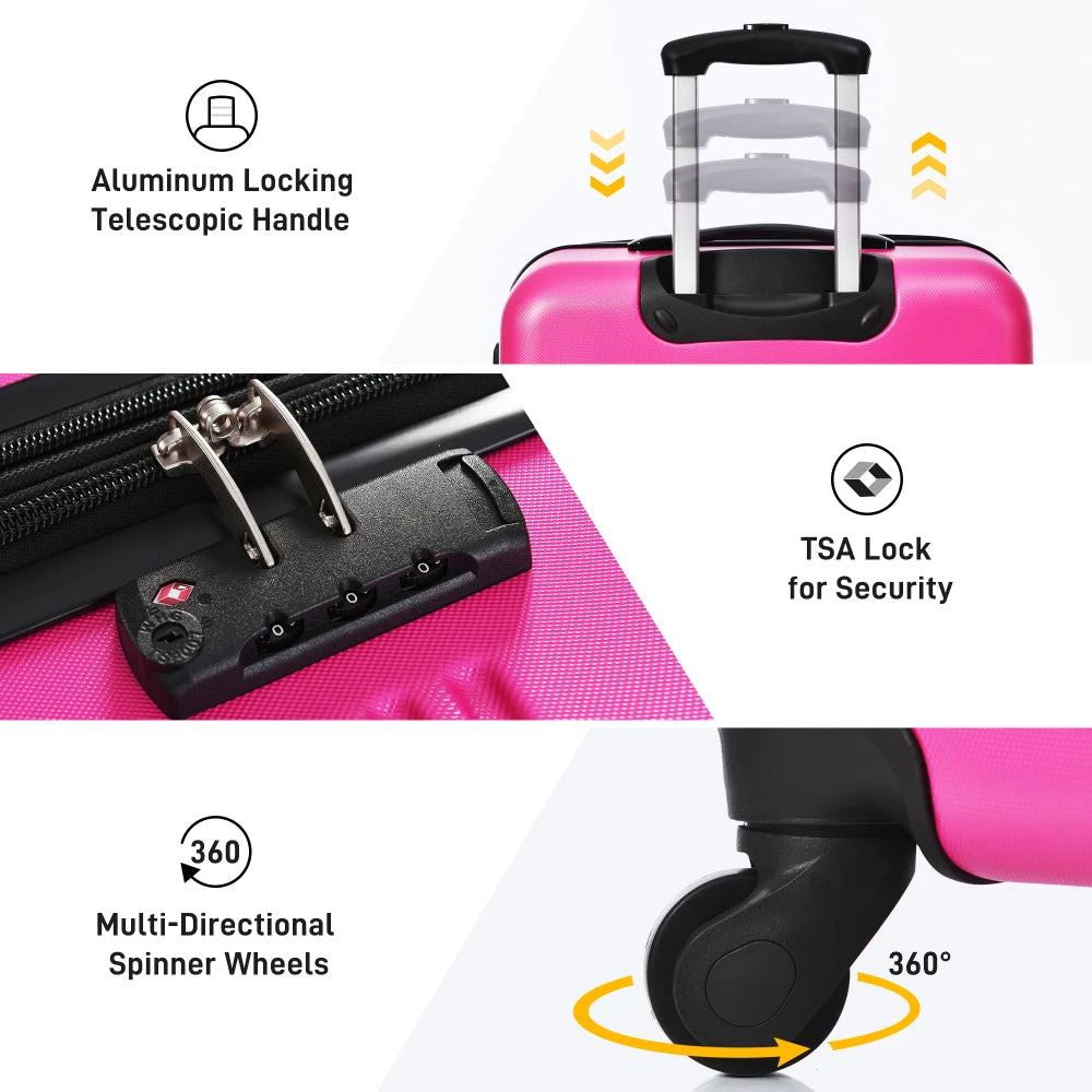 4Pcs Hardshell Luggage Set 16/20/24/28 Inch with Bag Lightweight Spinner Suitcase TSA Lock Travel Luggage