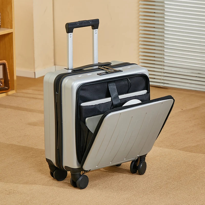 18 inches suitcase swivel wheels male student durable sturdy thick password travel case