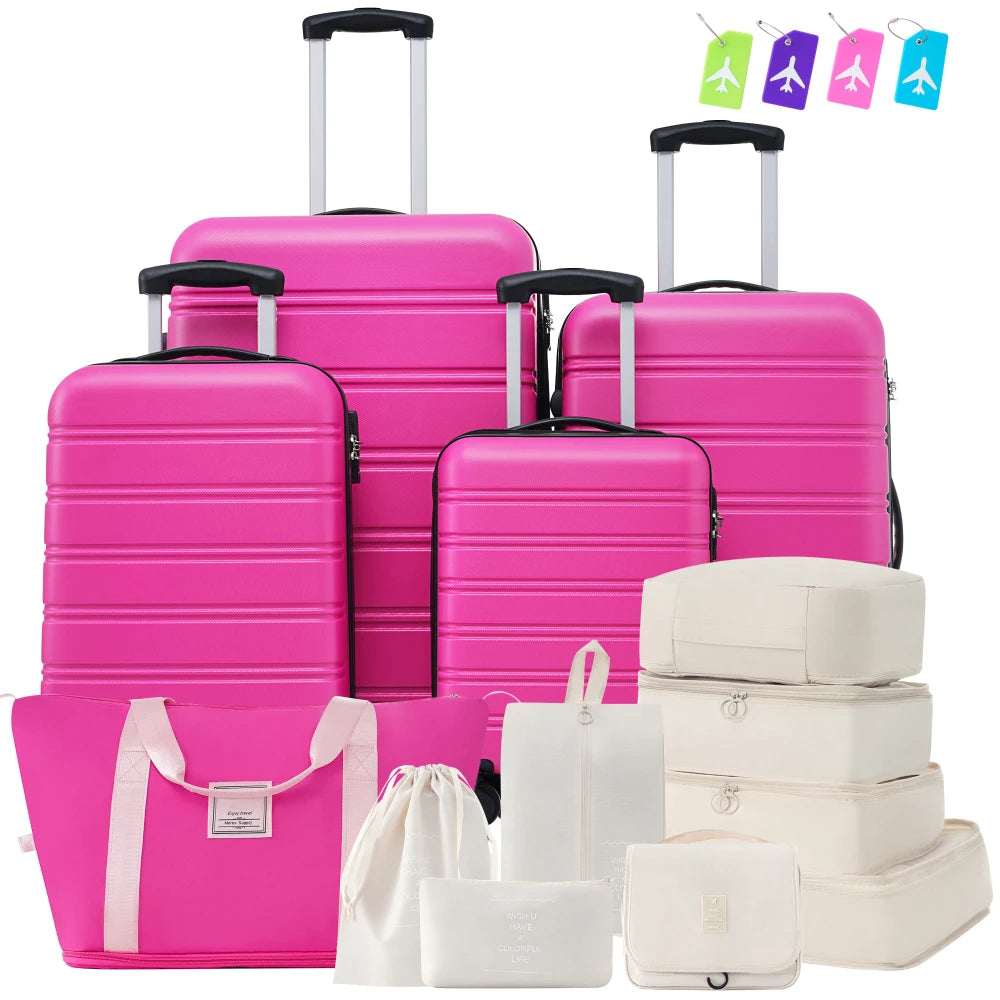 4Pcs Hardshell Luggage Set 16/20/24/28 Inch with Bag Lightweight Spinner Suitcase TSA Lock Travel Luggage
