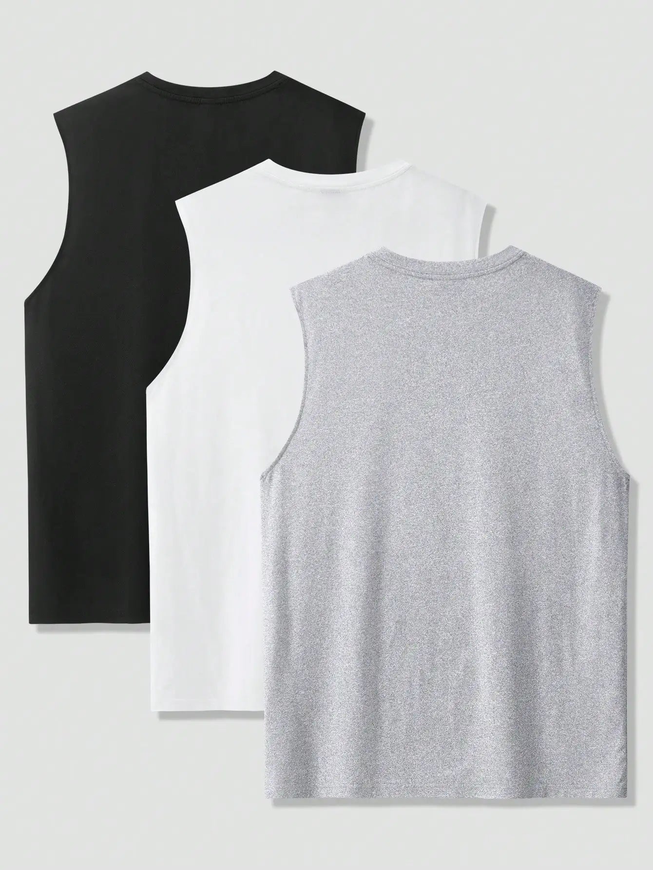 Men's 3-Pack Sleeveless Round Neck Tank Tops - Black, White, Gray