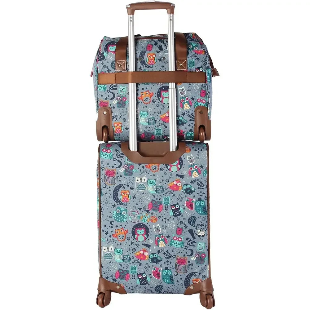 3-Piece Spinner Luggage Set - Night Owl Design