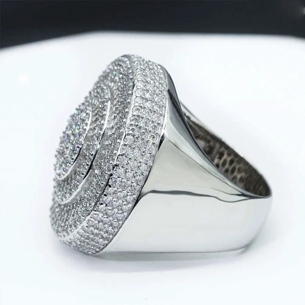 925 Sterling Silver Round Cut Moissanite Men's Ring Hip Hop Ring Party Gift Jewelry The Best Gift for His Birthday Gift