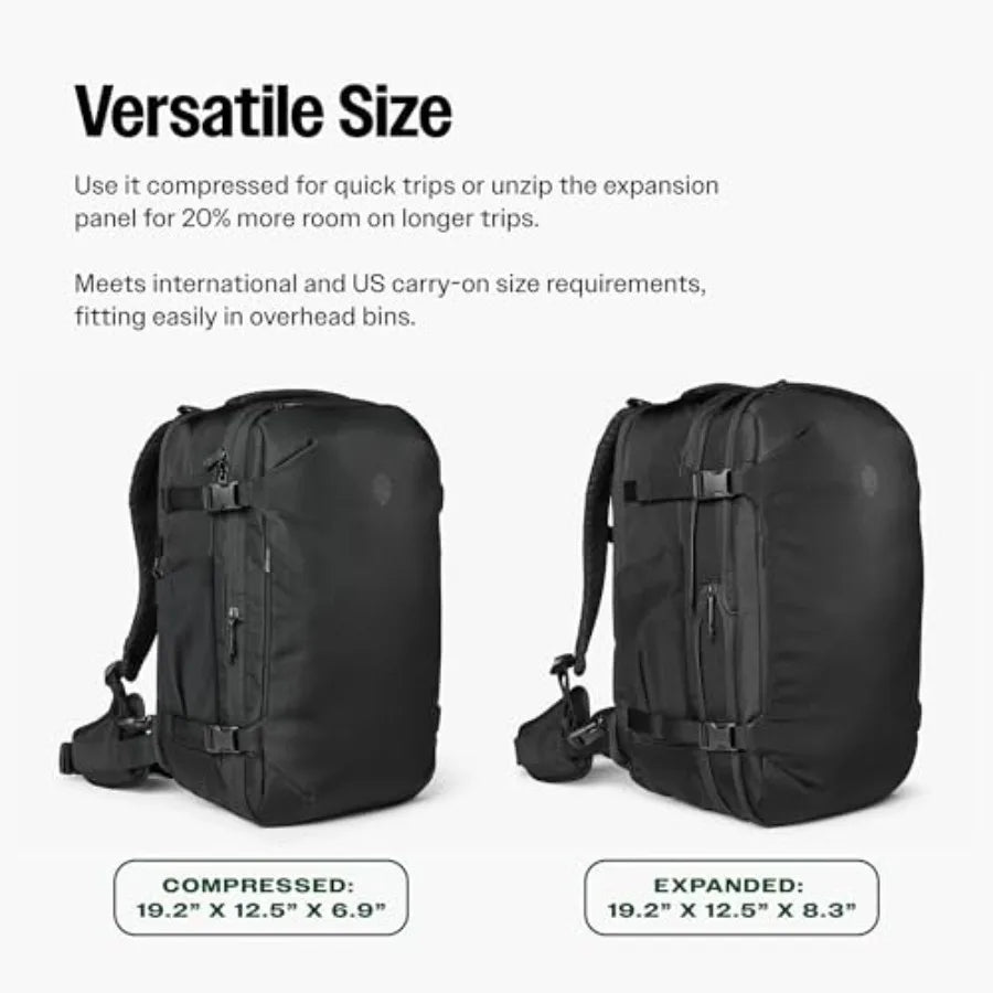 Expandable Travel Backpack 27-32.5L Carry-On for Men and Women - Durable Polyester with Laptop Compartment Airline-Approved Eas