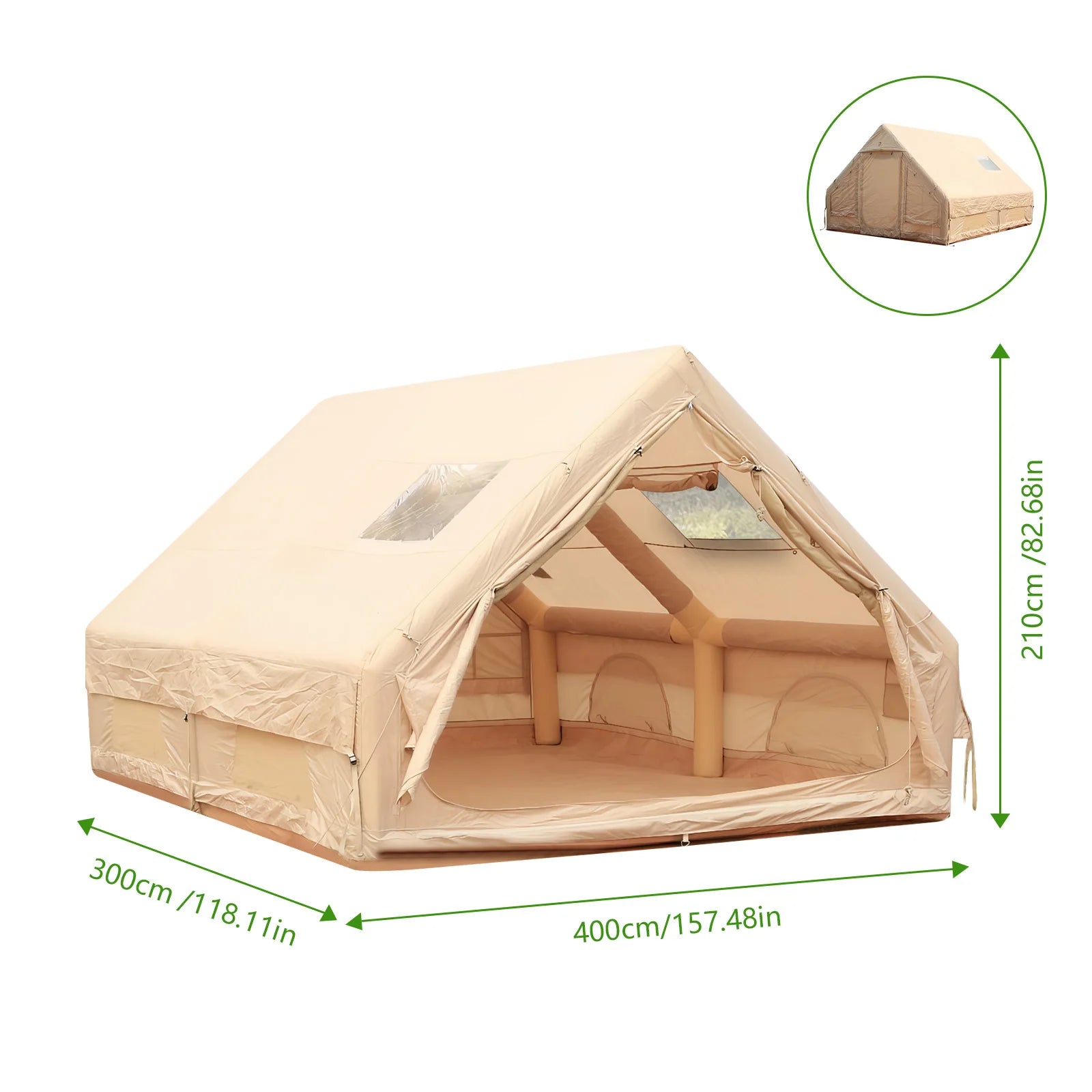 Inflatable House with Skylight Air Glamping Tents Easy Setup Inflatable Camping Tent with Pump