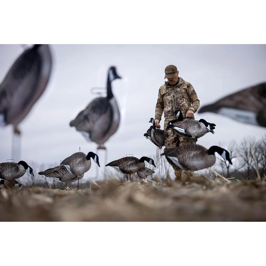 Higdon Outdoors Flats Canada Goose Silhouette Decoys for Waterfowl Hunting Weather Resistant Goose Decoys with Easy Carry Stake