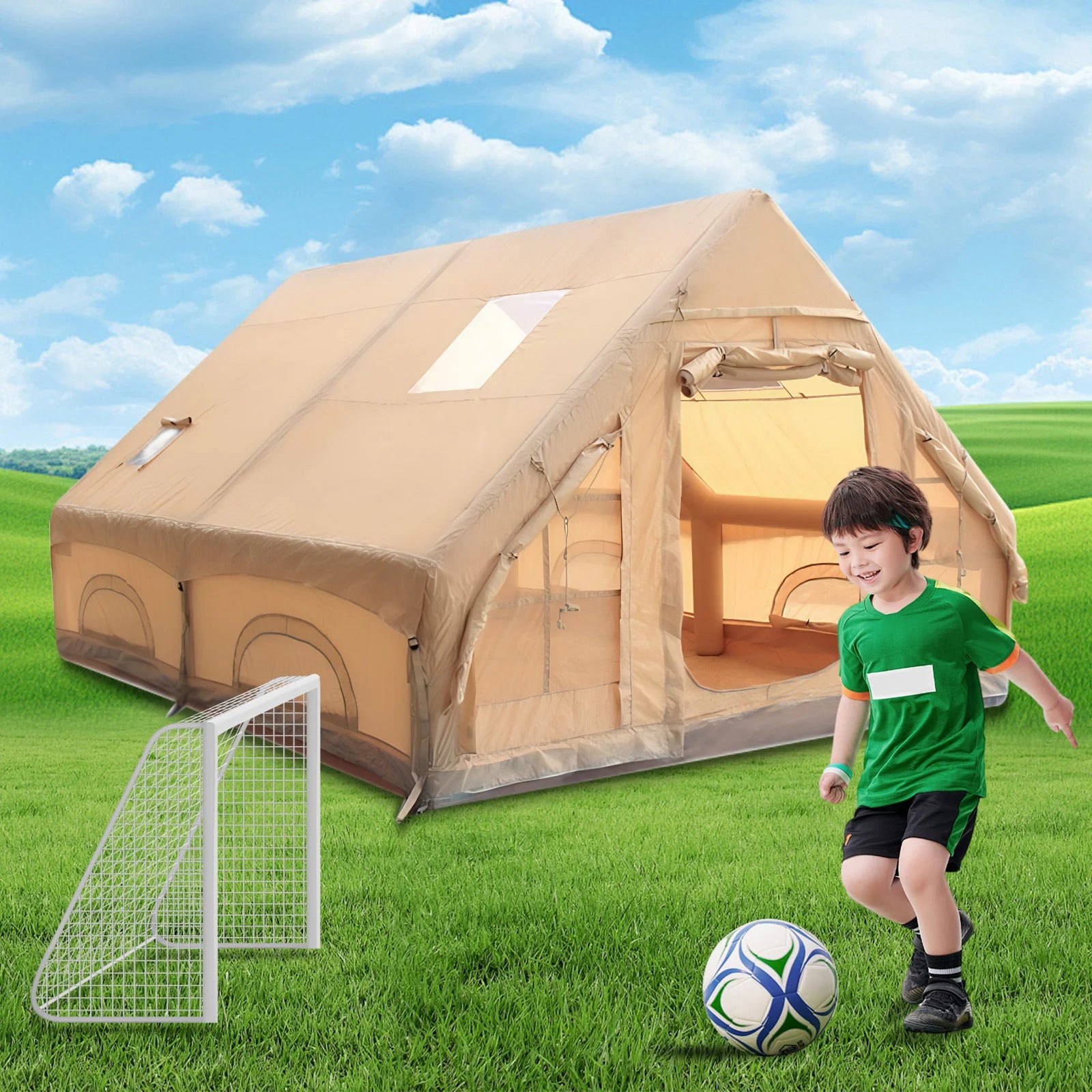 Inflatable House with Skylight Air Glamping Tents Easy Setup Inflatable Camping Tent with Pump