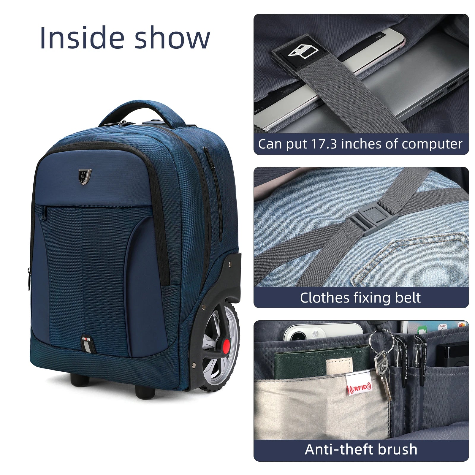 Rolling Luggage Travel Backpacks With Wheels Business Laptop Backpack Cabin Carry on Luggage Telescopic Handle Durable Wheels