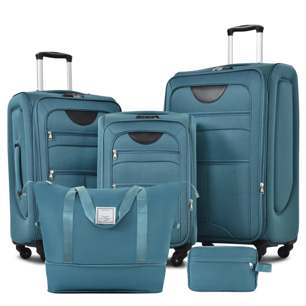 3Pcs Travel Luggage Set Softside Expandable 22/26/30 Inch Softshell Upright Suitcase with Duffel Bag Spinner Wheels