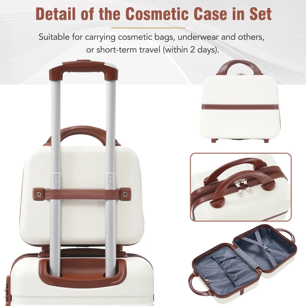 4 Piece Hardshell Luggage Set 20/24/28 Inch with Cosmetic Bag Lightweight Spinner Suitcase TSA Lock Travel Luggage