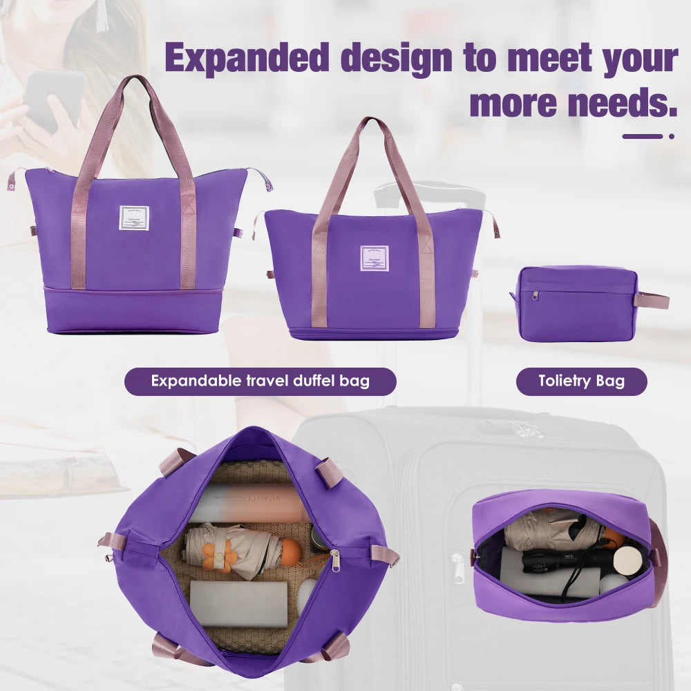 3Pcs Travel Luggage Set Softside Expandable 22/26/30 Inch Softshell Upright Suitcase with Duffel Bag Spinner Wheels