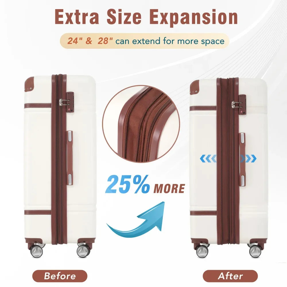 4 Piece Hardshell Luggage Set 20/24/28 Inch with Cosmetic Bag Lightweight Spinner Suitcase TSA Lock Travel Luggage
