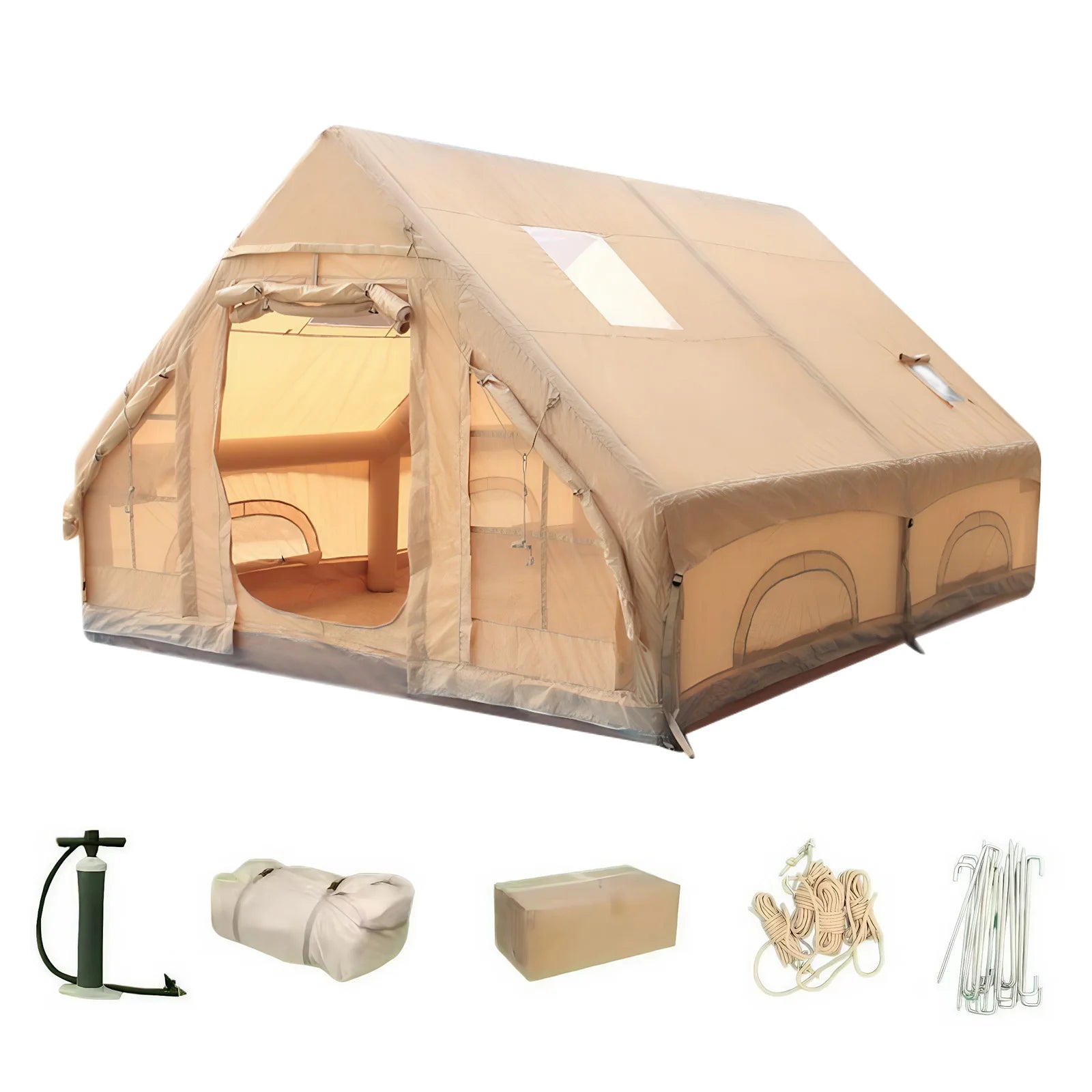 Inflatable House with Skylight Air Glamping Tents Easy Setup Inflatable Camping Tent with Pump