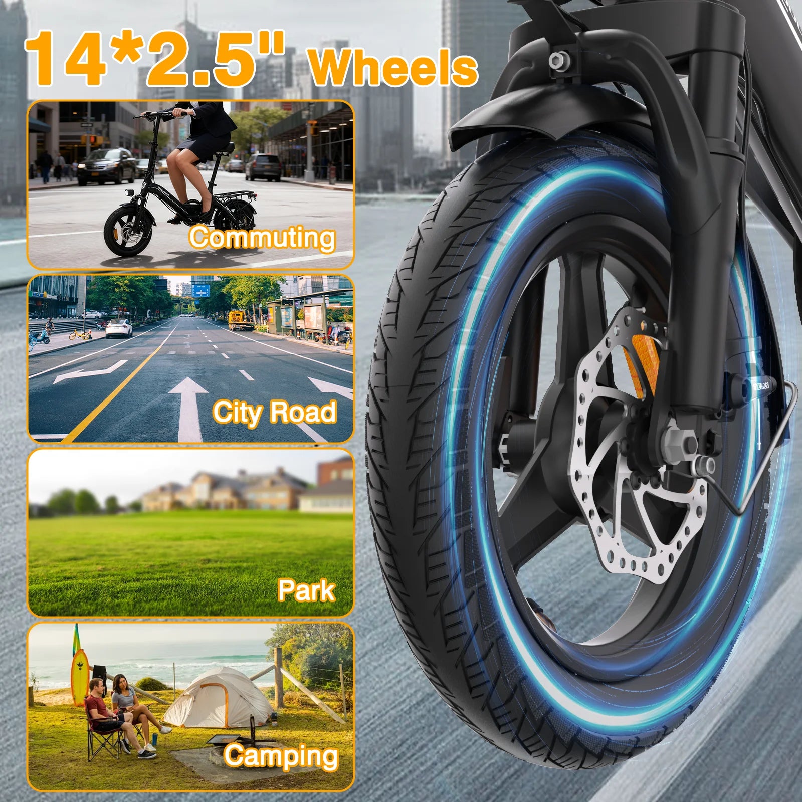 Folding Electric Bike 500W UL Certified, 36V 13Ah, 30 Mile Range, Compact Fold,Dual Disc Brakes, US Stock E bike Bodywel T16pro