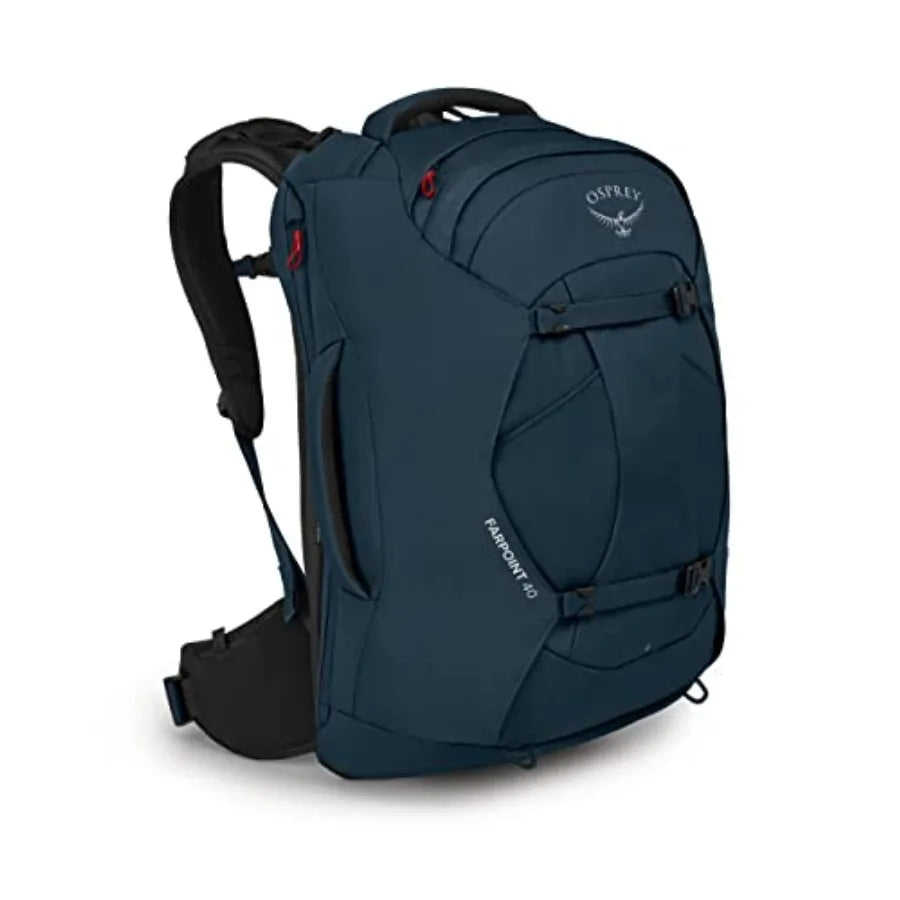 40L Men's Travel Backpack for Outdoor Adventures Muted Space Blue Durable Polyester Material Lightweight and Comfortable with A