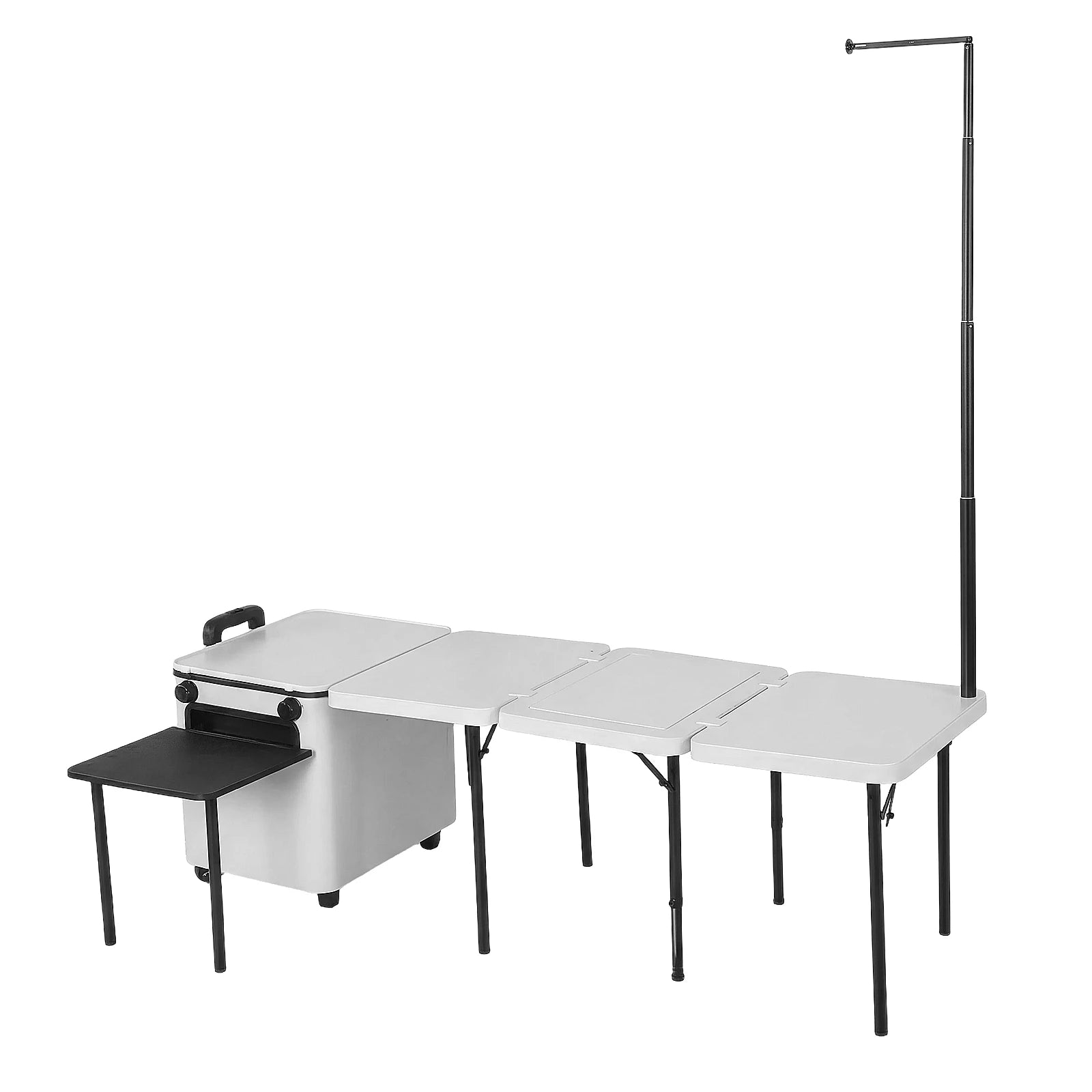 Portable Folding Kitchen Table with Wheels Portable Folding Camp Cook Station with Light Poles for Home BBQ Tailgates Cookouts