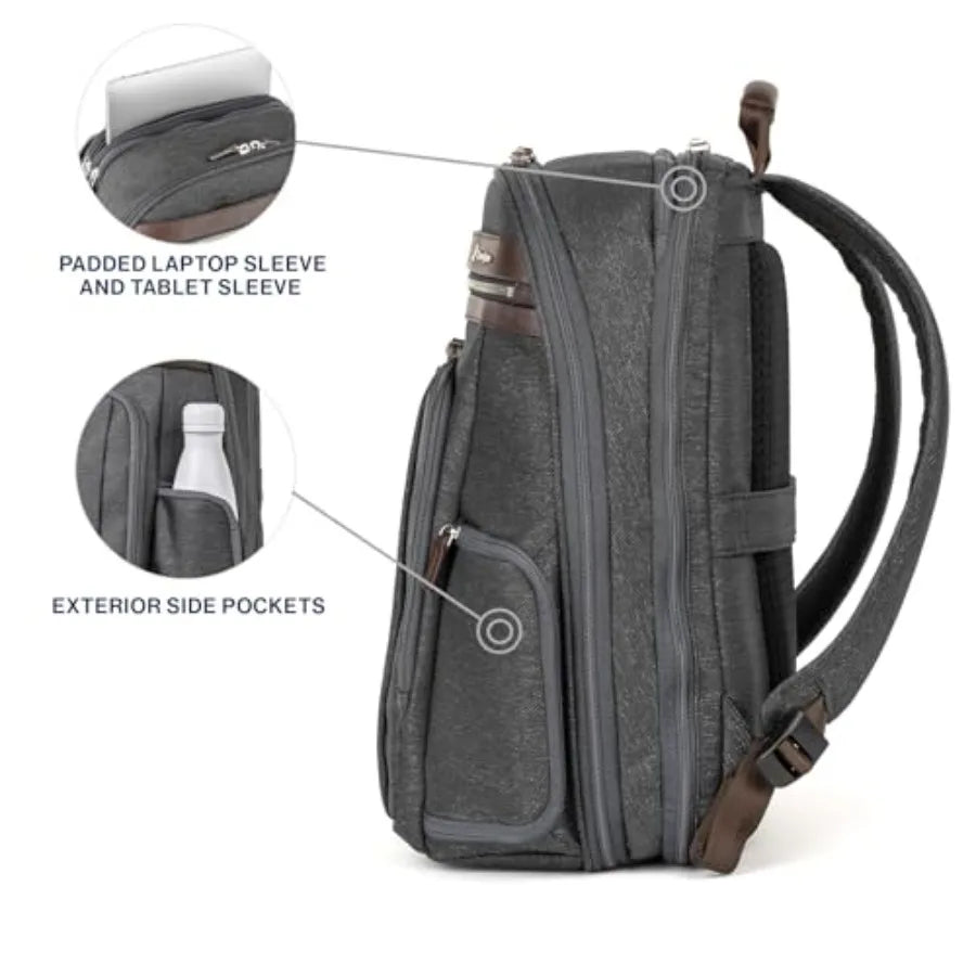 Platinum Elite Business Laptop Travel Backpack Fits up to 16 Inch Laptop Water Resistant Vintage Grey for Men and Women