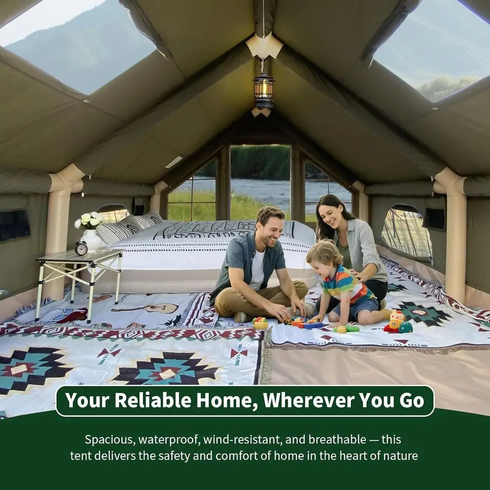 All-Season Dual Door Luxury Tent with Built-in Stove Jack, Wind & Rain Resistant, Breathable & Durable Fabric, Quick Setup, Mosq