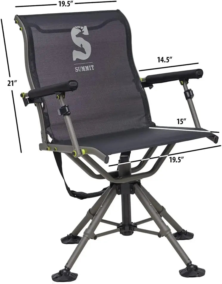 Stable Hunting Chair for Blinds with Wide Feet, Ideal for Uneven Ground or Mud, Black