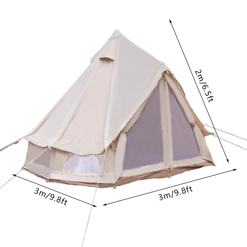 Waterproof Polyester Cotton Bell Tent for 4 Season Family Camping Luxury Glamping Tent All Year Living for 2 People