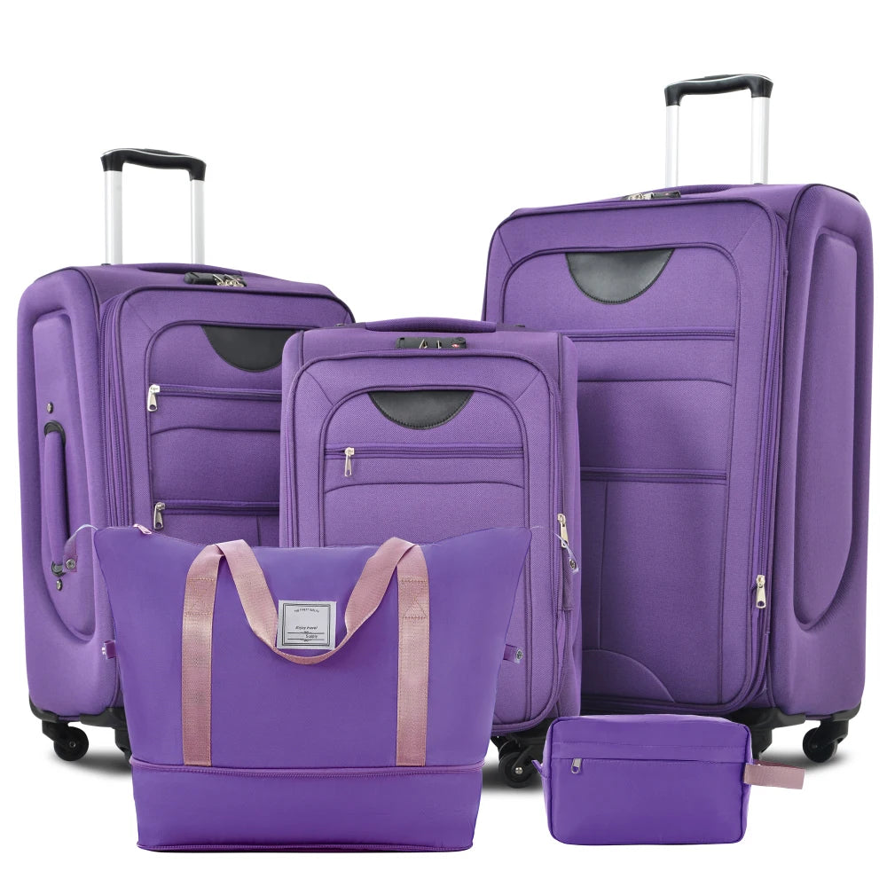 3-Piece Lightweight Softside Expandable Luggage Set 22/26/30" with Duffel Bag & Spinner Wheels Travel Suitcase