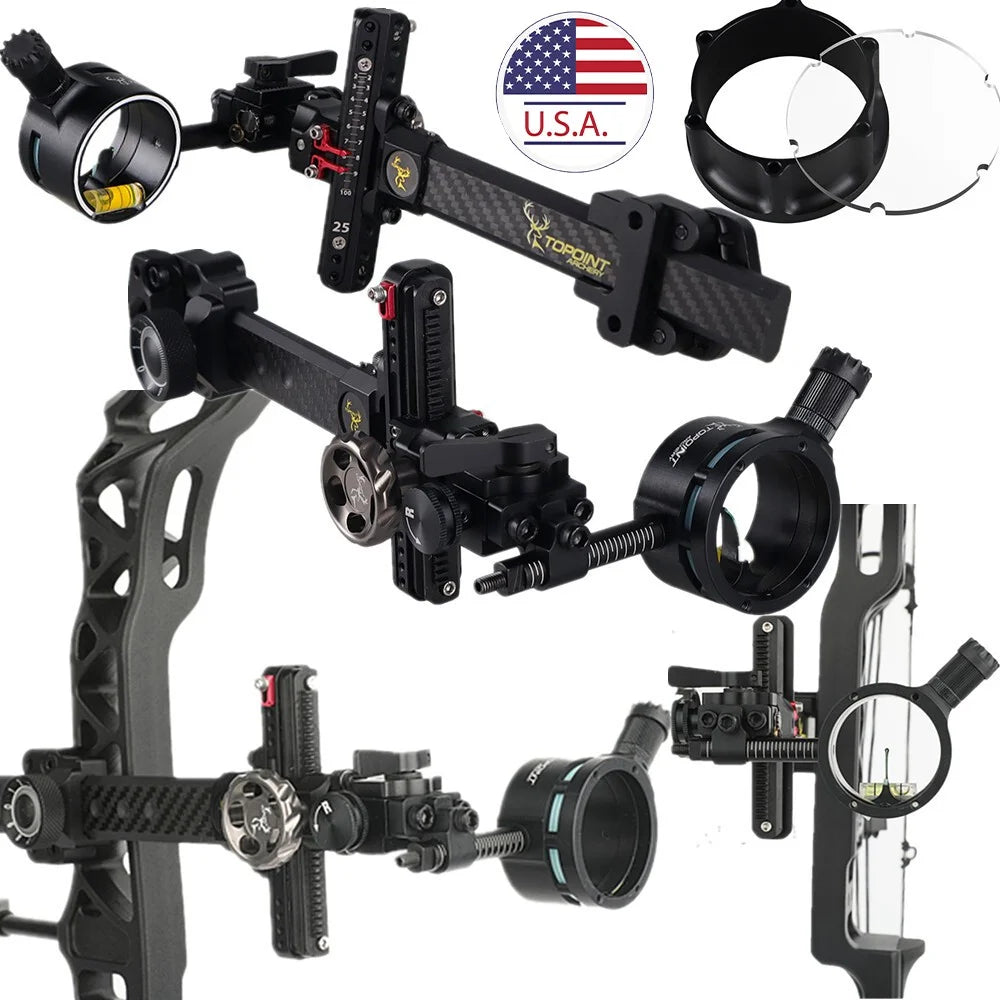 Archery Hunting Shooting Compound Bow Single Pin Sight 4/6/8x Lens Carbon Rod Adjustable Outdoor Archery Bow Target Accessories