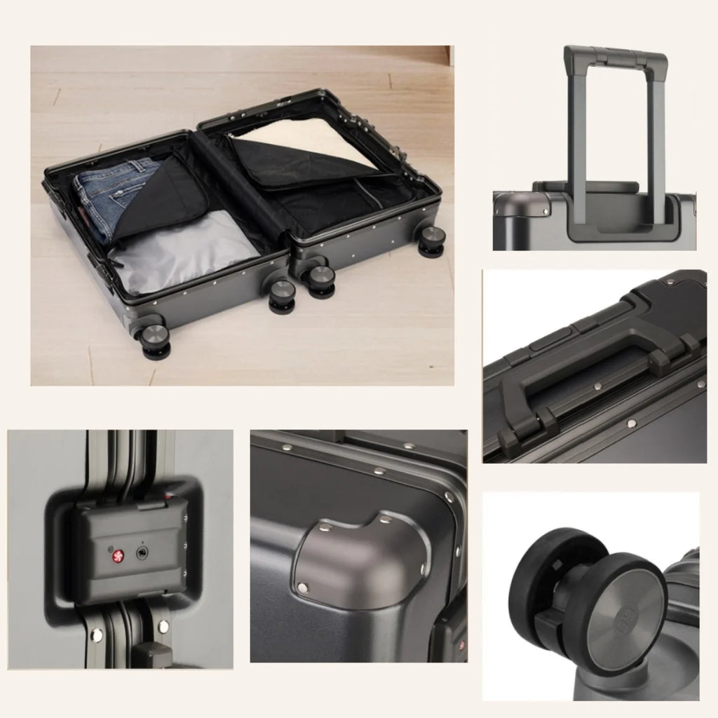 20"/22"/24"/26"/28" Suitcase Fashoin Rolling Luggage Travel Aluminum Frame Case with Wheel Alloy Trolley Bag 20'' Carry-On Cabin