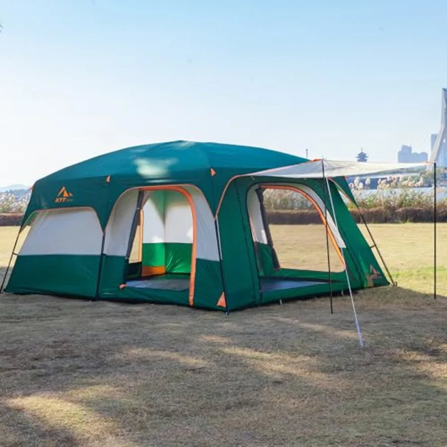 Extra Large Tent 6101214 Person StyleB Family Cabin Tents with 2 Rooms 3 Doors and 3 Windows Featuring Mesh Panels Straight Wal