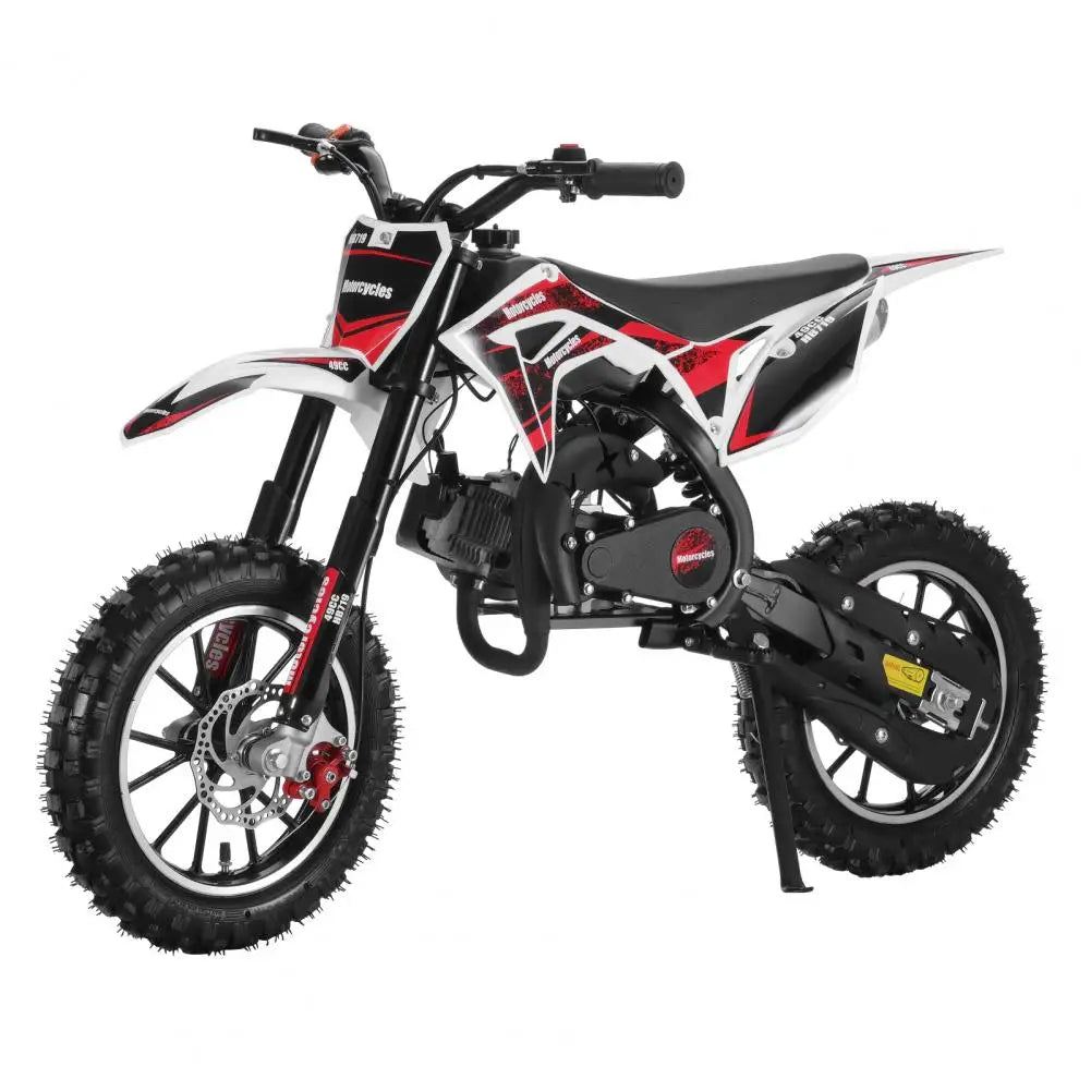49cc 2-Stroke Kids Dirt Bike, Gas Power Motocross, Off Road Mini Motorcycle, Children Motorbike Front Rear Disc Brakes, Pull Sta