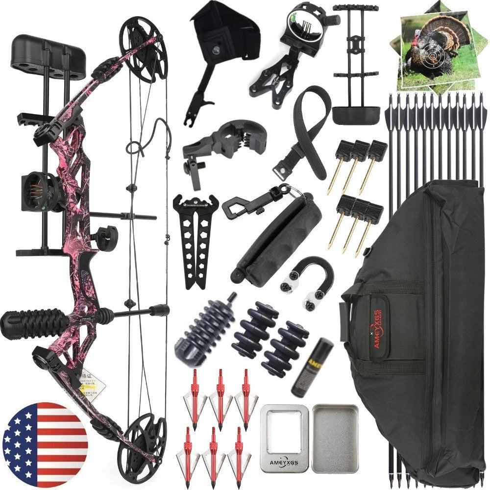 Archery Let-off 80% Compound Bow Arrows Set 30-70lbs 320FPS High Strength Alloy Handle for Archery Shooting Hunting Sports