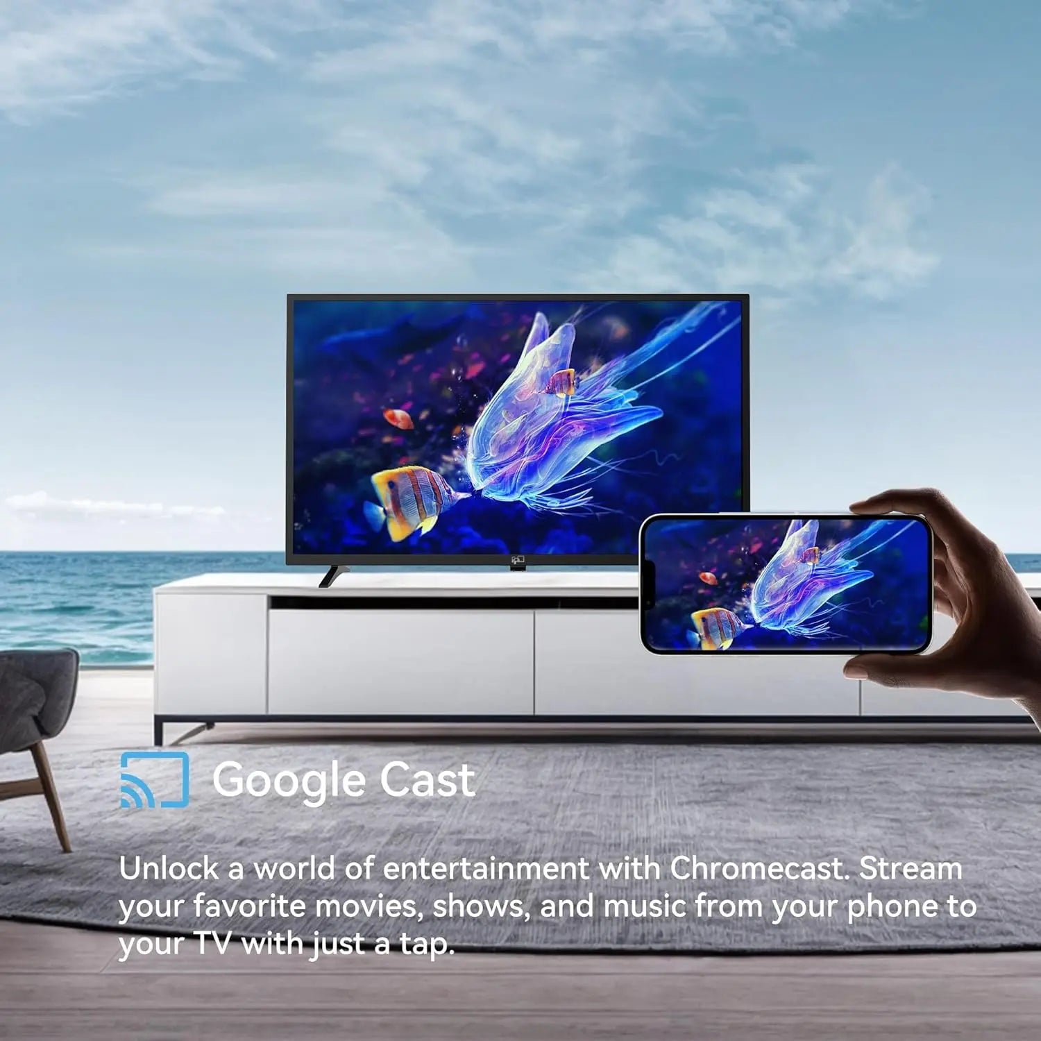 32 Inch Smart Android TV with HDR 10, Google Play, WiFi, Voice Remote for Streaming and Gaming