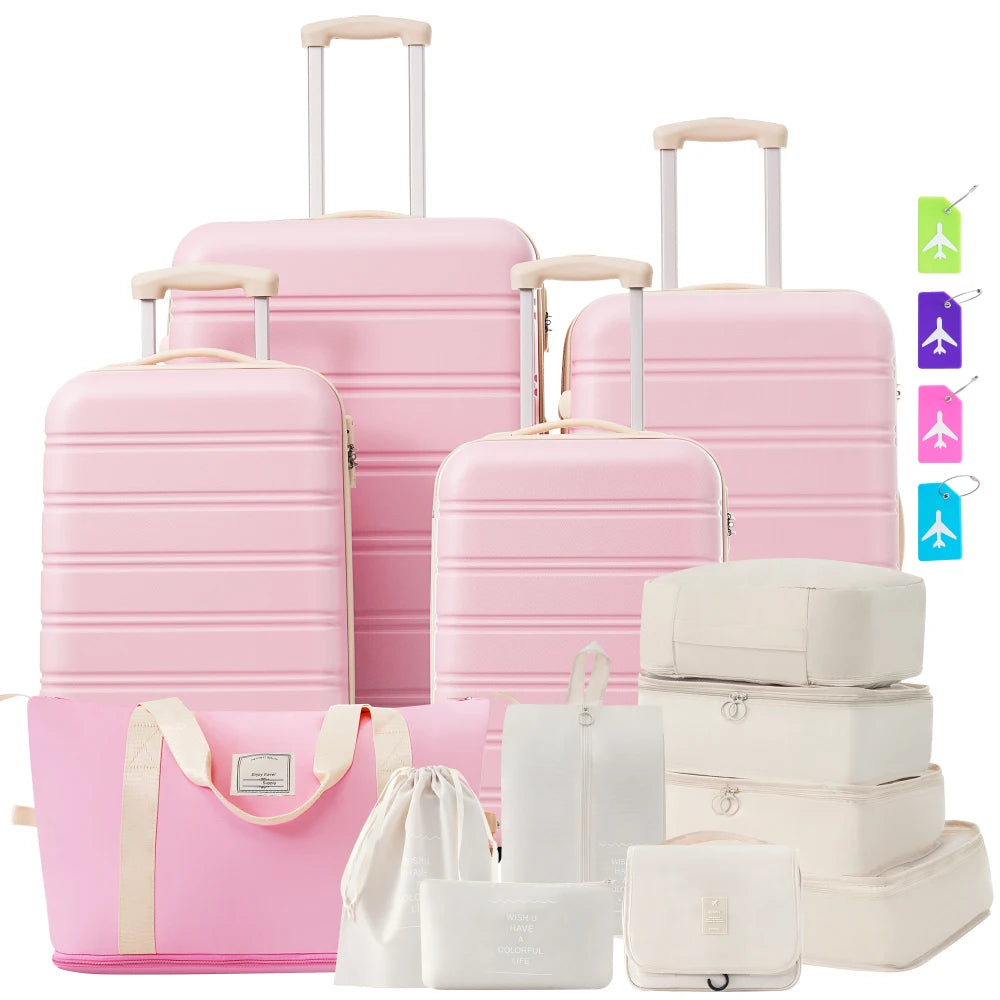 4 Piece Hardshell Luggage Sets 16/20/24/28 Inch, Lightweight Spinner Suitcase with TSA Lock & Storage Bag, Travel Hard Suitcase