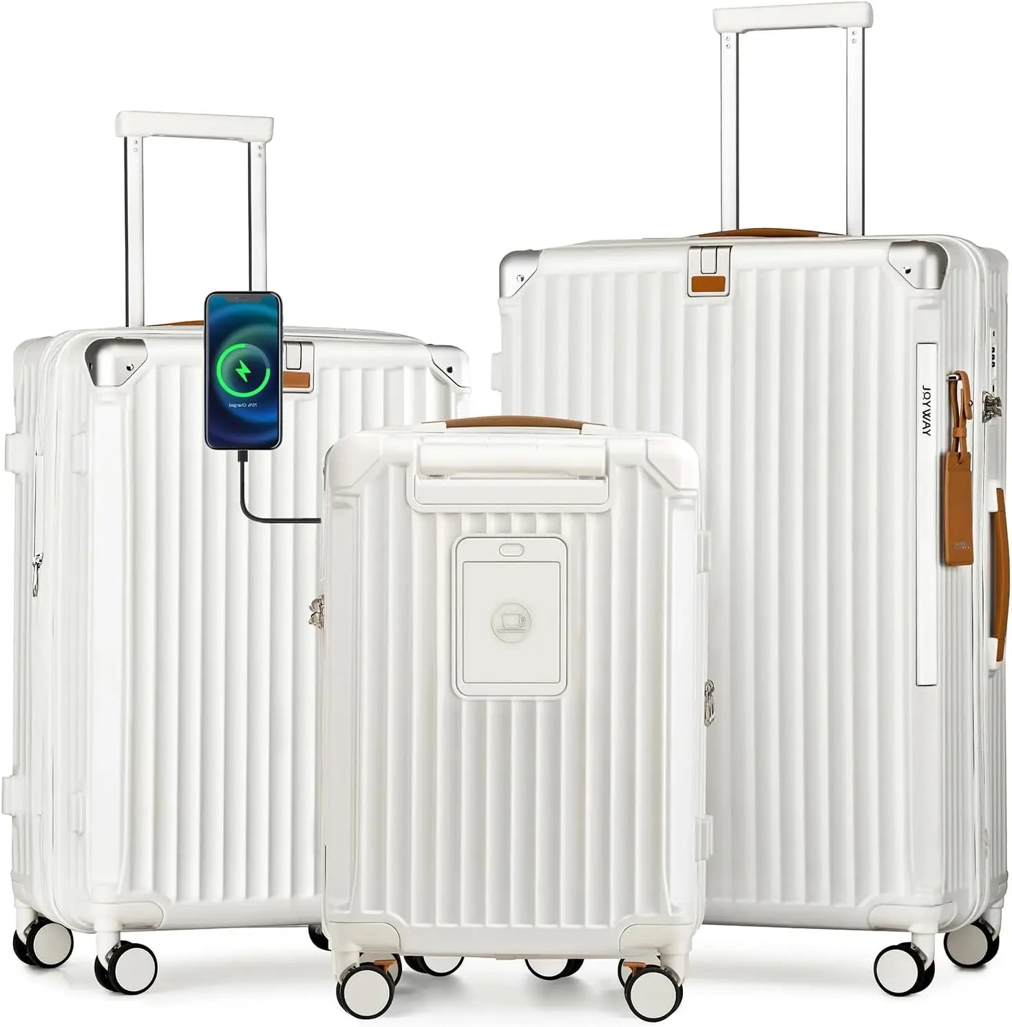 Expandable Hardside Luggage Set with USB Port, Cup Holder & TSA Lock - Lightweight Spinner Suitcases for Travel