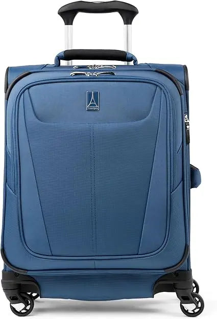 expandable softside carry-on luggage with 4 spinner wheels - lightweight suitcase for men and women, ideal for international tra