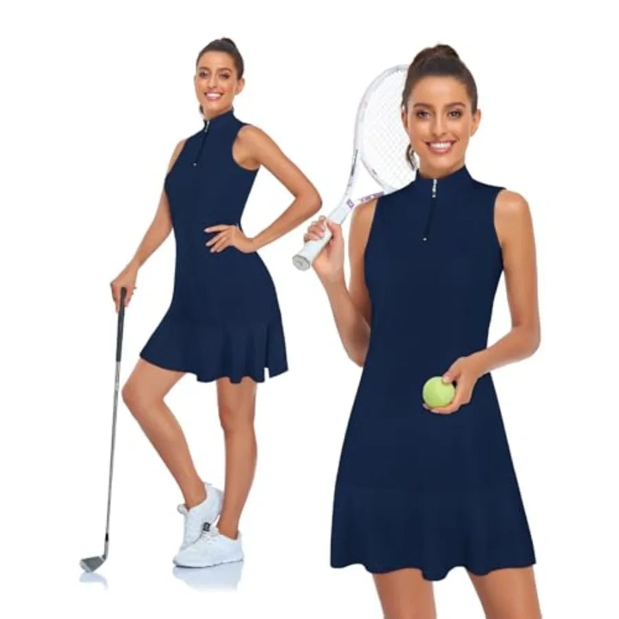 Cucuchy Womens Golf Tennis Dress Sleeveless Athletic Sports Workout Dresses