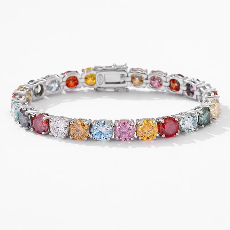 LYEE CYEE Rainbow Moissanite Tennis Dopamine Bracelet 925 Silver Party Jewelry luxury Valentine's Day and Mother's Day Gifts