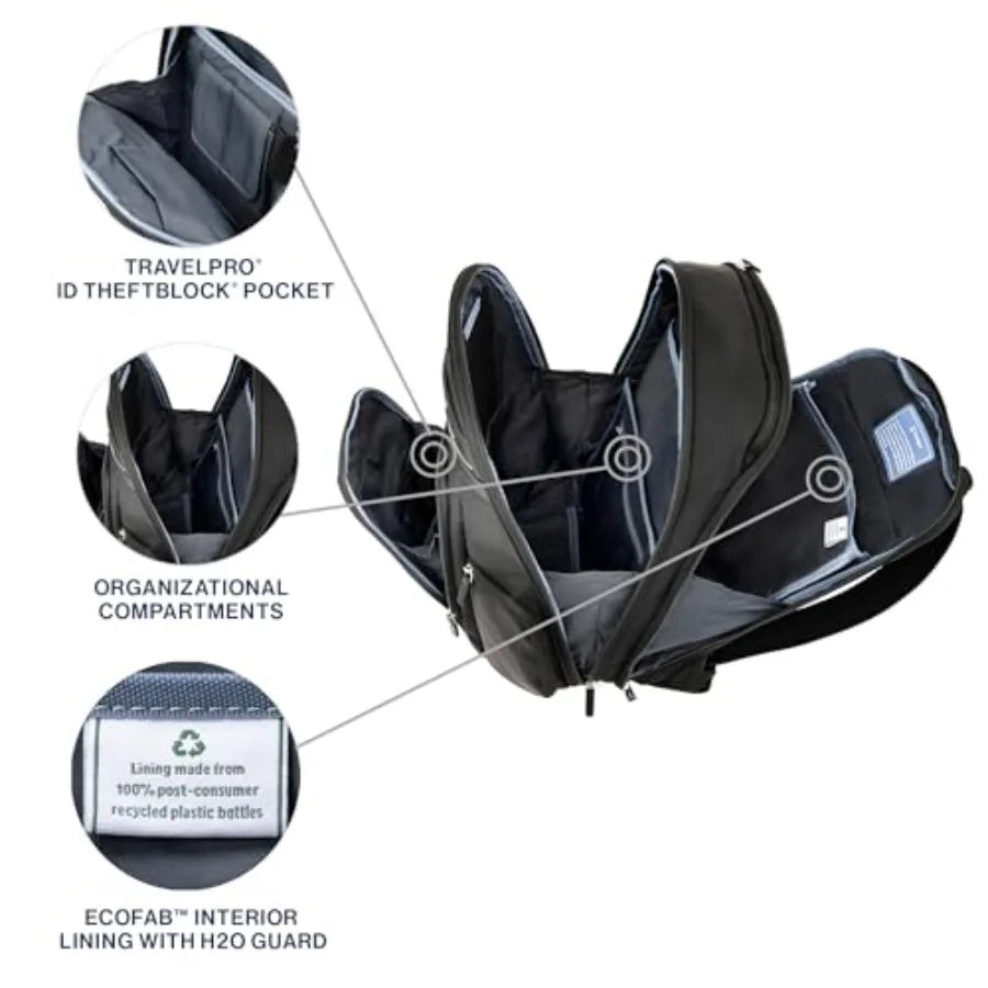 Platinum Elite Business Laptop Travel Backpack Fits up to 16 Inch Laptop Water Resistant Men and Women Black