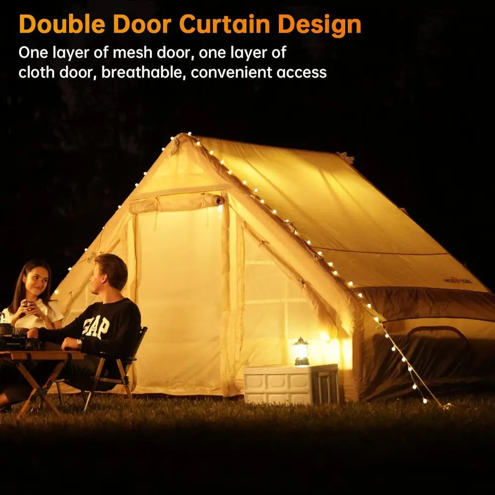 4-Season Waterproof Windproof Inflatable Camping Tent with Easy Setup and Luxury Cabin Features