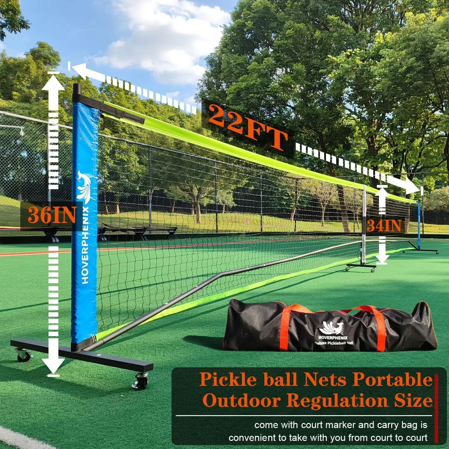 22FT Regulation Pickleball Net Set with Paddles, Balls & Carry Bag for Outdoor/Indoor Games