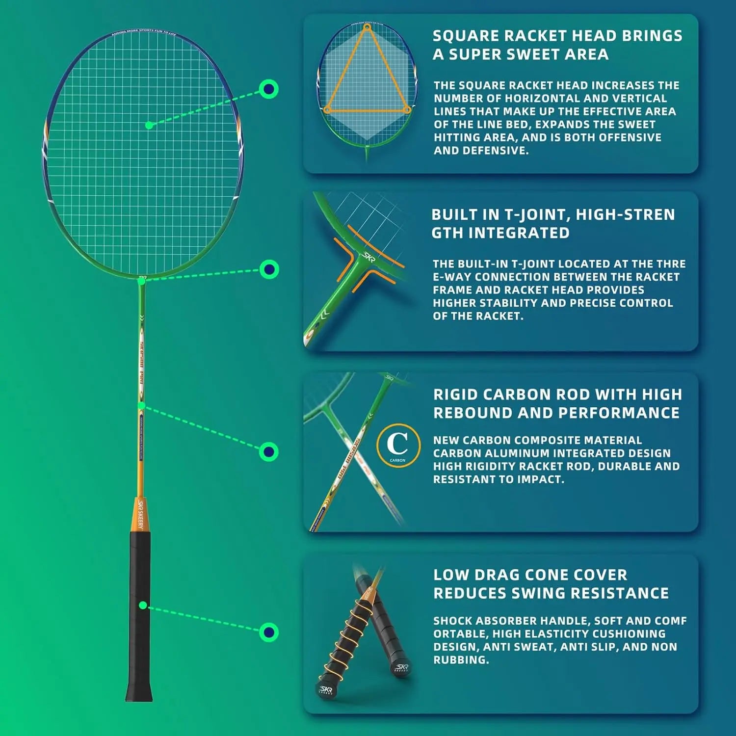 Portable Badminton Set with Winch System, Includes 4 Rackets, Net, Shuttlecocks & Bag for Backyard and Beach Fun