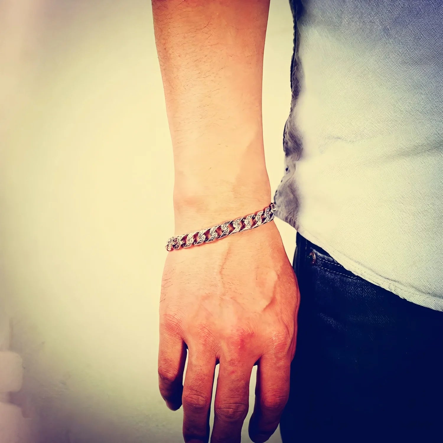 New 100% S925 Silver Vine Grass Pattern Bracelet for Men and Women Fashion Punk Style Personalized Jewelry Dropshipping with box