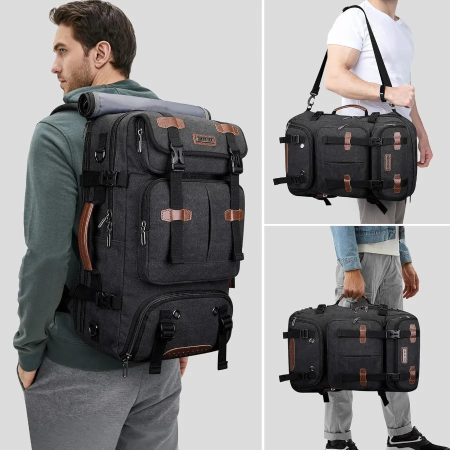 WITZMAN Travel Backpack for Men 40L Large Carry-on Airline Approved Convertible 3 in 1 laptop Bags Fit 17 inch A8013 Black