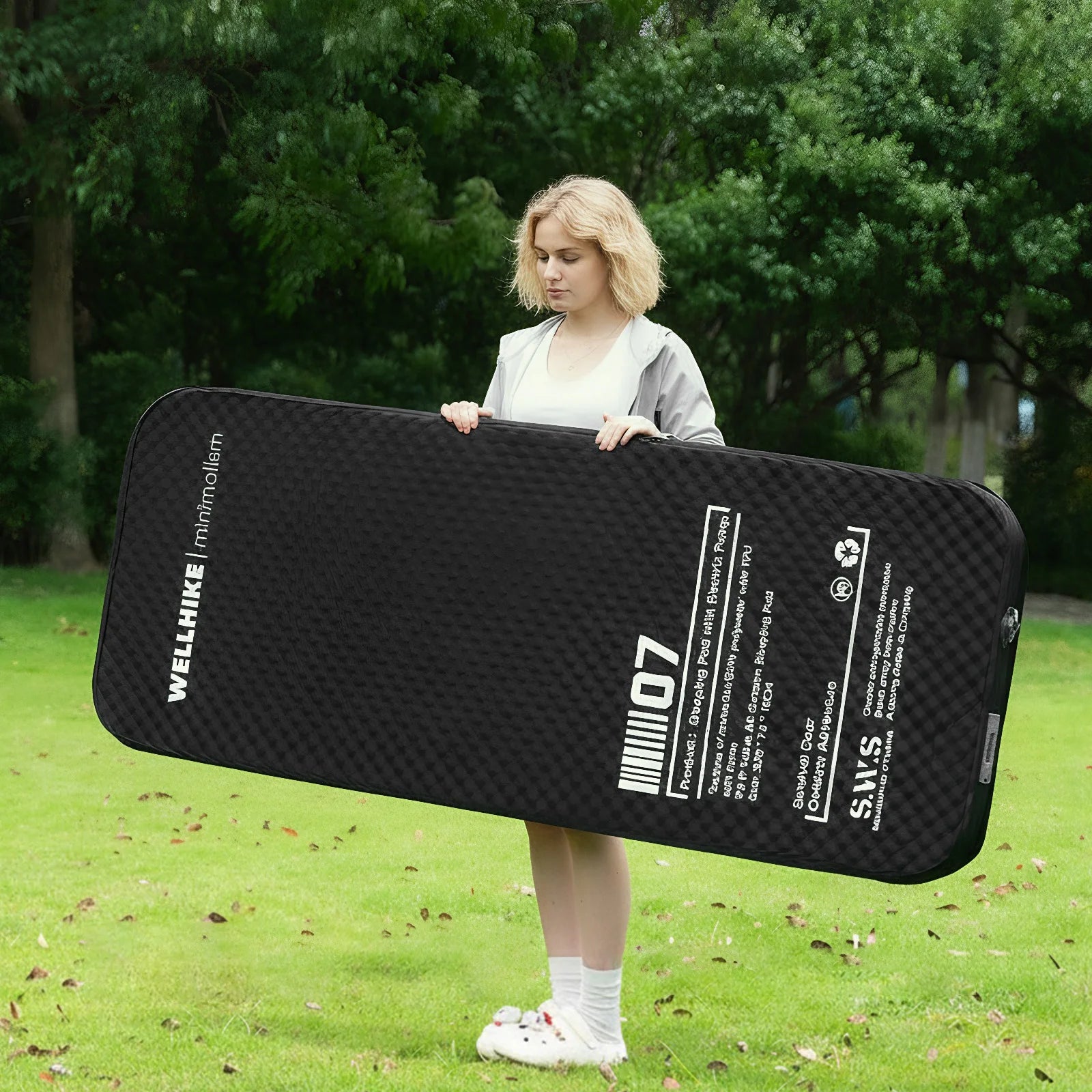 Single Inflatable Sleeping Mat with Pump Automatic Inflatable Mat Compact Camping Air Mattress for Backpacking Hiking Beach Tent