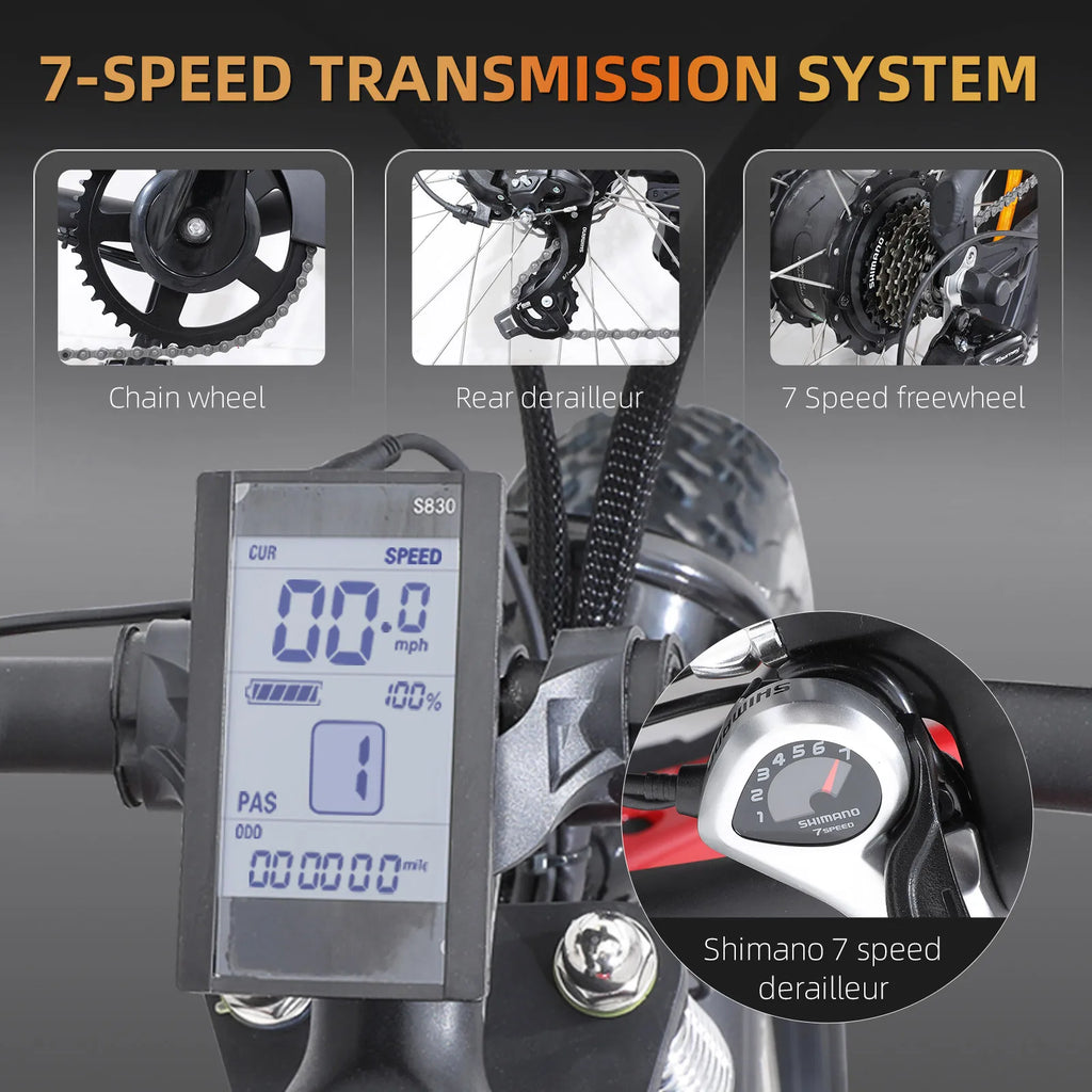 Xtion Electric Mountain Bike, 750W 31MPH Class 3 Ebike 48V 15Ah 37Mile All-Terrain Fat Tire Bicycle, Dual Suspension 7-Speed