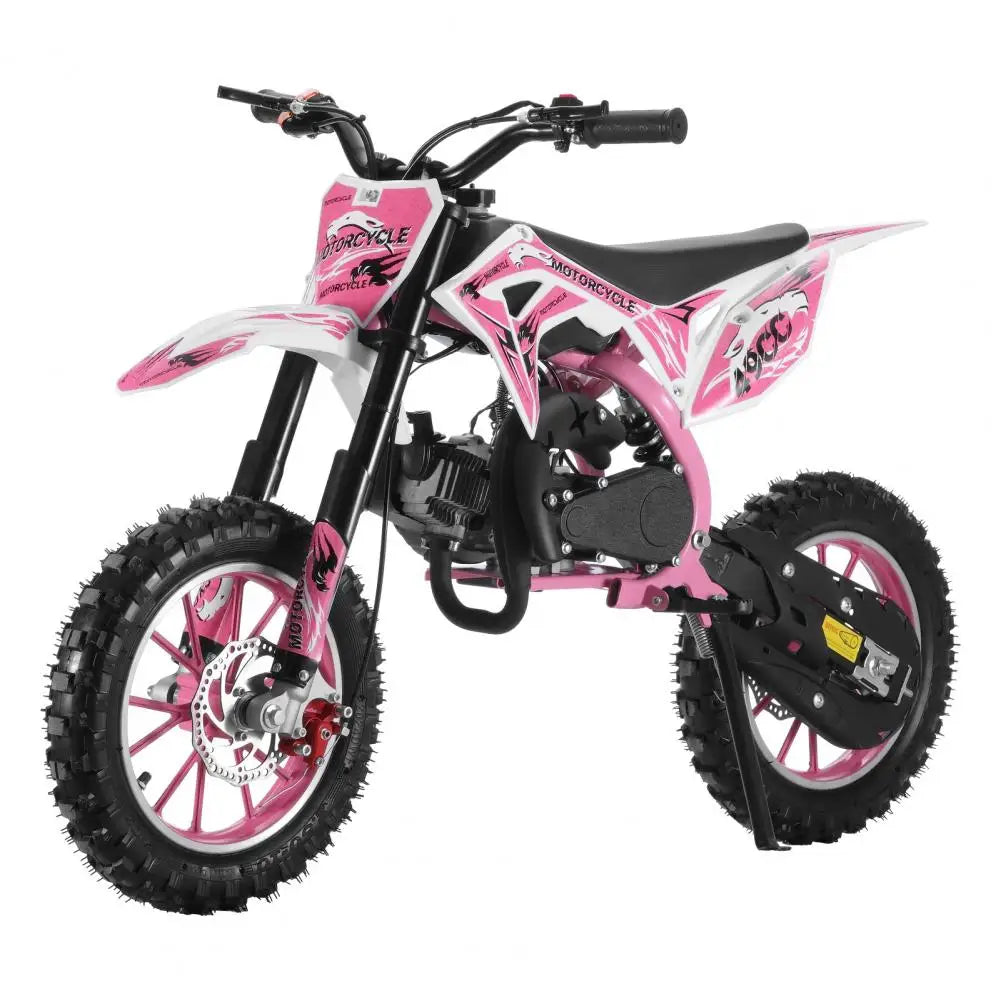 49cc 2-Stroke Kids Dirt Bike, Gas Power Motocross, Off Road Mini Motorcycle, Children Motorbike Front Rear Disc Brakes, Pull Sta